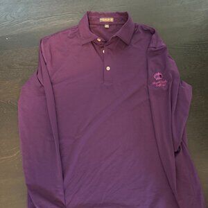 Peter Millar Long Sleeve Polo Purple Mens Medium Summer Comfort Royal Links Golf